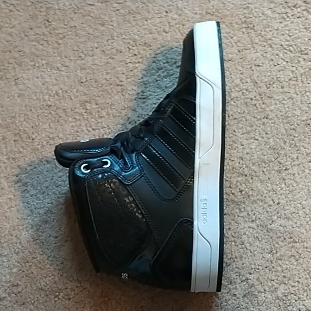 Black Leopard Print High Top Adidas Shoes